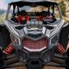 imageSAUTVS Front Red Grille with LED Light for Maverick X3 New Red Premium Front Bumper Mesh Grill with LED Light Bar for CanAm Maverick X3 MAX Turbo R 20172025 Accessories