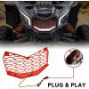 imageSAUTVS Front Red Grille with LED Light for Maverick X3 New Red Premium Front Bumper Mesh Grill with LED Light Bar for CanAm Maverick X3 MAX Turbo R 20172025 Accessories