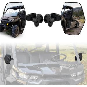 imageSAUTVS Aluminum Side Rearview Mirrors for CanAm Defender HalfWithout Doors HeavyDuty Adjustable Convex Side Rear View Mirrors for CanAm Defender HD5 HD7 HD8 HD9 HD10 20162025 Accessories 2PCS