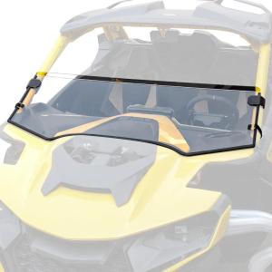 imageSAUTVS Clear Front Half Windshield for CanAm Maverick R Lightly Dustproof Durable Poly Half Windscreen for Can Am Maverick R MAX X RS 2024 Models Accessories