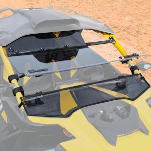 imageSAUTVS Flip Up Windshield Compatible with CanAm Maverick R MAX X RS 2024 Clear 15quot Hard Coated Poly Front Flip Windscreen Accessories Can be Closed Vented or Fully Open