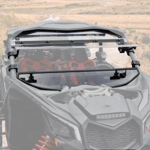 imageSAUTVS Flip Up Windshield Compatible with CanAm Maverick X3 XDS XRS Max Turbo R RR 20172025 Clear 15quot Hard Coated Poly Front Flip Windscreen Accessories Can be Closed Vented or Fully Open