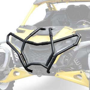 imageSAUTVS Front Bumper for CanAm Maverick R Combined Black Heavy Duty Full Coverage Front Brush Guard Protector for Can Am Maverick R MAX X RS 2024 Models Accessories Replace 715010071