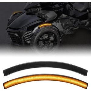 imageSAUTVS LED Fender Turn Signal Light for CanAm Spyder 1318 Smoked Black Front Fender LED Light Wheel Light for Can Am Spyder F3 RS ST RT 20132018 Accessories 2PCS