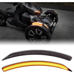 imageSAUTVS LED Front Fender Lights for CanAm Ryker Smoked Black Front Fender LED Lights Wheel Lights Fender Reflectors with LED Turn Signals for Can Am Ryker 600 900 Rally 20192024 Accessories 2PCS