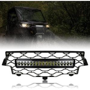 imageSAUTVS Mesh Grille with LED Light Bar for CanAm DefenderDefender MAX HD5 HD8 HD10 20162019  Front Bumper Grill Accessories 1PCS