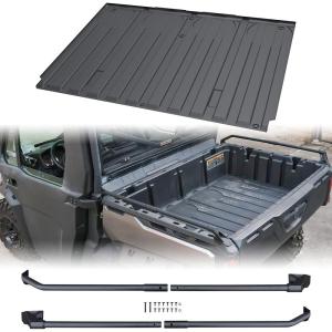 imageSAUTVS TPE Cargo Bed Mat Liner ampamp Cargo Bed Rails Kit for Can Am Defender HD5  HD8  HD10  MAX