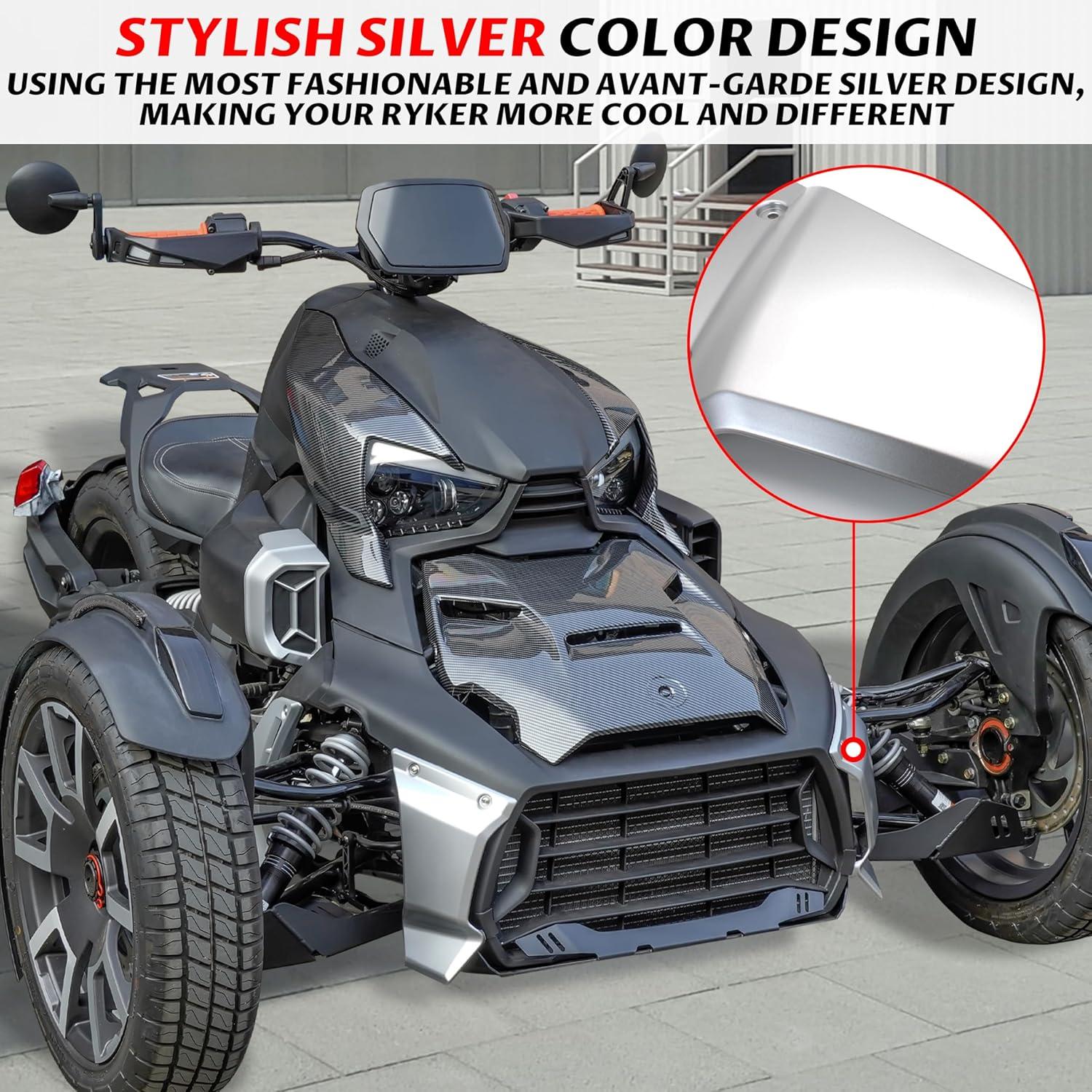 imageSAUTVS Silver Color Front Grill Trims for CanAm Ryker Lower Grill Protector for Can Am Ryker 600 900 Sport ampamp Ryker Rally Edition All Models Accessories Replace OEM 219400947
