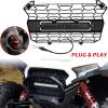 imageSAUTVS Front Mesh Grill with Spotlight for 2024 Polaris RZR XP 1000 Waterproof Black Mesh Grille with LED Accent Light Bar for Polaris RZR XP 1000XP 4 1000 2024 Accessories