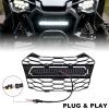 imageSAUTVS Front Mesh Grille with LED Light for Honda Talon 1000 Front Bumper Mesh Grill with Adjustable LED Light Bar for Honda Talon 1000R 1000X 1000X4 2022 2023 2024 Accessories 1PCS