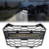 imageSAUTVS Front Mesh Grille with LED Light for Honda Talon 1000 Front Bumper Mesh Grill with Adjustable LED Light Bar for Honda Talon 1000R 1000X 1000X4 2022 2023 2024 Accessories 1PCS