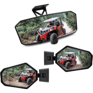 imageSAUTVS Adjustable Convex Center Rearview Mirror and Folding Side Rear View Mirrors Kit for CanAm Maverick Trail Sport Commander 20182025 Accessories 3PCS 715003639715003638