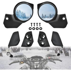 imageSAUTVS Adjustable Handguard Rearview Side Mirrors for SkiDoo Handlebar Wind Deflector Hand Guard Convex View Mirror Kit for SkiDoo REV Neo XS XM XP XR XU Accessories 2PCS Replace 860200893