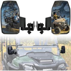 imageSAUTVS Adjustable Side Mirrors Compatible with Honda Pioneer 7002 7004 20142025 Accessories Exterior Wider Foldable Side Rearview Mirror with Bracket Compatible with Honda Pioneer 700 2014 2PCS