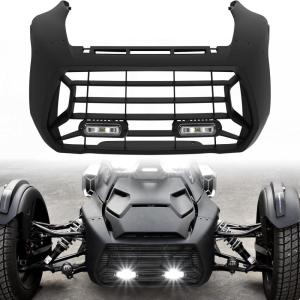 imageSAUTVS Black Front Fascia with LED Spotlights Auxiliary Lights Kit for CanAm Ryker 600 900 Sport ampamp Rally Edition All Models Accessories Replace 705010722