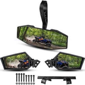 imageSAUTVS Center Convex Rearview Mirror and Adjustable Folding Side Rear View Mirrors Kit for Polaris RZR XP XP4 1000 Turbo S 4 1000 900 20142023 Accessories Replace 2881198 2881540