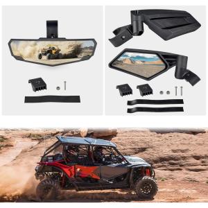 imageSAUTVS Center Rear View Mirror and Side Mirrors Kit for Honda Talon 1000 Convex Center Mirror and Adjustable Folding Side Mirrors for Honda Talon 1000X 1000R 1000 X4 20192024 Accessories