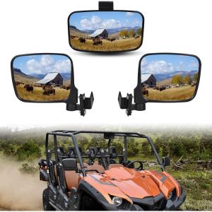 imageSAUTVS Center Rear View Mirror and Side Mirrors Kit for Yamaha VikingViking VI Convex Center Mirror and Adjustable Folding Side Mirrors for Yamaha VikingViking VI 20132025 Accessories