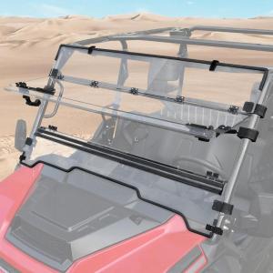 imageSAUTVS Flip Up Windshield Compatible with Honda Pioneer 10003 10005 10006 20162025 Clear 15quot Hard Coated Poly Front Flip Windscreen Accessories Can be Closed Vented or Fully Open