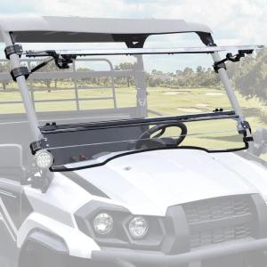 imageSAUTVS Flip Up Windshield for Kawasaki Mule Pro MX 20192026 Clear 15quot Hard Coated PC Front Flip Windscreen Accessories Can be Closed Vented or Fully Open