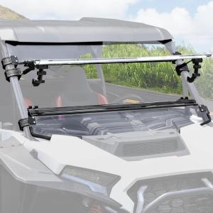 imageSAUTVS Flip Up Windshield for Polaris RZR XPXP 4 1000 2024 2025 Accessories Clear 15quot Hard Coated Polycarbonate Front Flip Windscreen Window Can be ClosedVented or Fully Open
