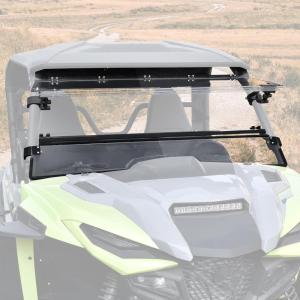 imageSAUTVS Flip Up Windshield for Yamaha Wolverine RMAX 1000 20212025 Clear 15quot Hard Coated Poly Front Flip Windscreen Accessories Can be Closed Vented or Fully Open