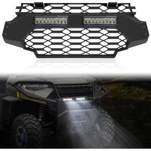 imageSAUTVS Front Mesh Grill for Ranger XP 1000 20202024 Waterproof Black Mesh Grille with LED Light Bar for Polaris Ranger XP 1000 20202024 Accessories 1PCS