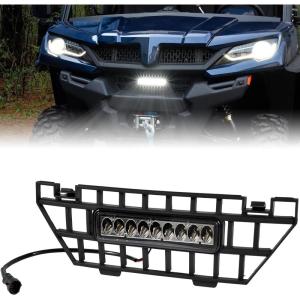 imageSAUTVS Front Mesh Grill with LED Spotlight for CFMOTO UFORCE 1000 20192025  UFORCE 1000 XL 20222025 Waterproof Black Mesh Grille with LED Accent Light Bar Accessories