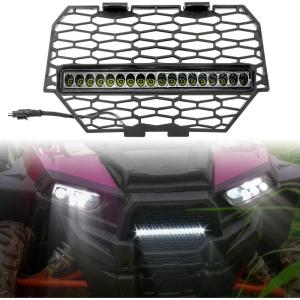 imageSAUTVS Front Mesh Grill with Light for RZR XP 1000 1418RZR 900 1520 Waterproof Black Mesh Grille with LED Light Bar for Polaris RZR XP 4 1000 20142018RZR 900 XC 20152020 Accessories54397882