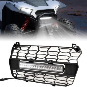 imageSAUTVS Front Mesh Grill with Spotlight for 2024 Polaris RZR XP 1000 Waterproof Black Mesh Grille with LED Accent Light Bar for Polaris RZR XP 1000XP 4 1000 2024 Accessories
