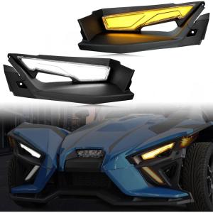 imageSAUTVS Front Upper Accent Panel Light Kit for Slingshot Daytime Running Lights ampamp Trim Panel DRL ampamp Driving Lights Decorative Plate for 20142023 Polaris Slingshot S SL SLR R LE Modified Accessories