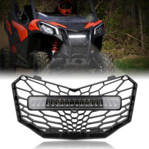 imageSAUTVS Grill with Light for Maverick Trail Front Mesh Grille with LED Light Bar for CanAm Maverick Trail Sport Max 20182025 Accessories 1PCS