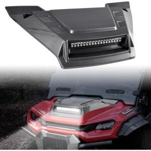 imageSAUTVS Hood Scoop with LED Spotlight for Honda Pioneer 1000 Carbon Fiber Pattern Hood Scoop with Auxiliary Light Front Hood Cover with Lamp for Honda Pioneer 1000 10005 10006 20162025 Accessories