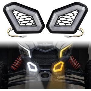 imageSAUTVS LED Front Accent Lights for CanAm X3 LED Auxiliary Lights Front Fascia Signature Accent Turn Signal Lights Grill Lamps for Can Am Maverick X3 MAX Turbo R RR 20172025 Accessories 2PCS
