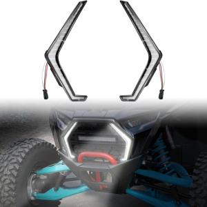 imageSAUTVS LED Grille Accent Fang Lights for 2025 Polaris RZR PRO XPRS Accessories Waterproof Startup Animations White DRL Signature Lights Grill Lamps1Pair Replace 2417278 2417279