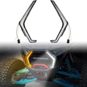 imageSAUTVS LED Grille Accent Fang Lights for 2025 Polaris RZR PRO XPRS Accessories Waterproof Turn Signal Lights Grill Signature Lamps One Pair Replace 2417278 2417279
