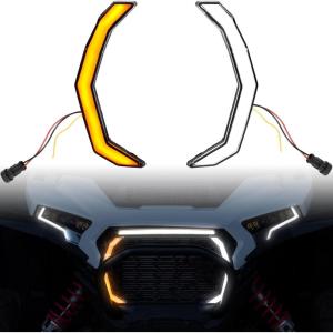 imageSAUTVS LED Grille Accent Fang Lights for Polaris RZR XP 1000XP 4 1000 2024 2025 Waterproof Turn Signal Signature Lights Grill Lamps AccessoriesOne Pair
