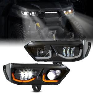 imageSAUTVS LED Headlights Assembly Kit for CanAm Defender 20162025 LED Head Lights Headlamps with DRL Turn Signal Light for CanAm DefenderDefender MAX HD5 HD8 HD10 HD7 HD9 PRO HD10 Accessories 2PCS