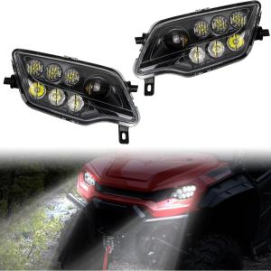 imageSAUTVS LED Headlights Assembly for Honda PioneerTalon Head Lights Front Lamps with High Low Beam for Honda Pioneer 1000 700  TalonRancher 420  Foreman 500  Rubicon Accessories 2PCS