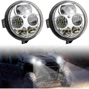 imageSAUTVS LED Headlights Assembly for Teryx High Low Beam Head Lights Front Lamps for Kawasaki Teryx Teryx4 Brute Force 750 Mule 4010 Accessories 2PCS