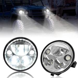 imageSAUTVS LED Headlights with Halo Ring DRL for Kawasaki Mule Pro High Low Beam Front Head Lamp Assembly for Kawasaki Mule ProFXT DXT DX FX 20152023 Accessories 2PCS