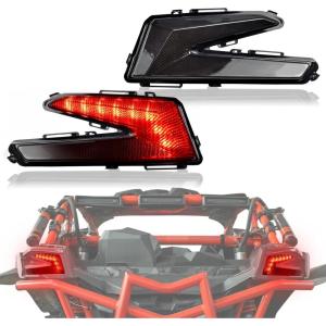 imageSAUTVS LED Tail Lights Rear Lamps Assembly with Yellow Turn Signal Light for CanAm Maverick X3 XDS XRS Max Turbo R 20172025 Accessories 2PCS 710004744LED Tail Lights