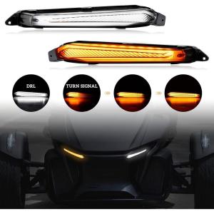 imageSAUTVS LED Turn Signal Daytime Running Lights for CanAm Spyder Front DRL Turn Signal with Yellow Flashing Lights for Can Am Spyder RT 20202025 Accessories 2PCS Replace 219401024DRL with Turn Signals