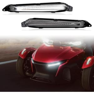 imageSAUTVS LED Turn Signal Daytime Running Lights for CanAm Spyder Front DRL Turn Signal with Yellow Flashing Lights for Can Am Spyder RT 20202025 Accessories 2PCS Replace 219401024White DRL