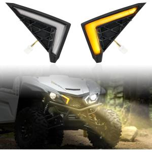 imageSAUTVS LED Turn Signal Fang Lights for Yamaha Wolverine X2 X4 Front Grille Accent Lights Signature Lights Grill Lamps for Yamaha Wolverine X2 X4 850 1000 20182025 Accessories 2PCS