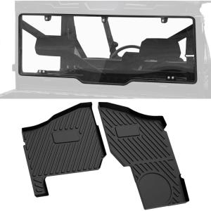 imageSAUTVS Lightly Full Size Rear Windshield ampamp Front TPE Floor Mats Kit for Polaris Ranger XP 1000
