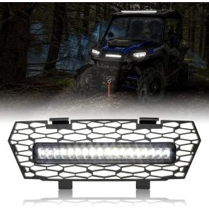 imageSAUTVS Mesh Grille with LED Spotlight for Polaris General 1000 XP 10004 20162025 Accessories Front Mesh Grill with LED Light Bar