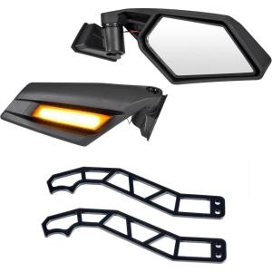 imageSAUTVS Metal Door Handles ampamp Side View Mirrors with LED Turn Signal Lights Kit for CanAm Maverick X3 All Models