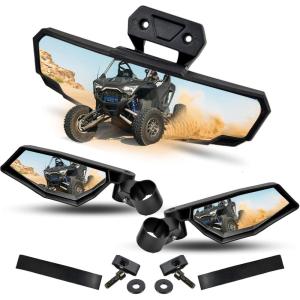 imageSAUTVS Premium Center Convex Rearview Mirror and Adjustable Folding Side Rear View Mirrors Kit for Polaris RZR PRO XP XP4RZR PRO RRZR Turbo R R4RZR PRO S S4 20202025 Replace 2883762 2883763