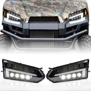 imageSAUTVS Ranger LED Headlight Assembly LED Head light Front Lamp with DRL Halo Kit for Polaris Ranger 570 MidSizeDieselCrew 900 Crew 570 Accessories